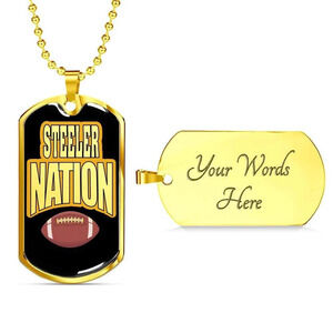 Steeler Nation Necklace Personalized Engraved Gold Dog Tag Necklace Custom Name